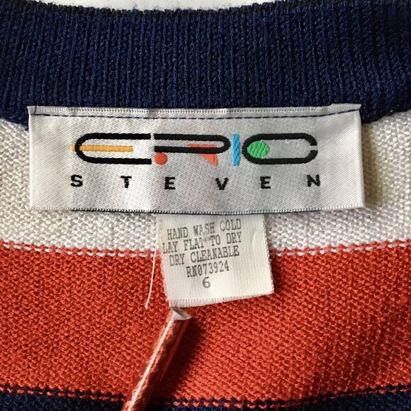 Vintage Eric Steven Red White Blue Stars Stripes Cardigan‎ Woman’s Size 6 - Picture 4 of 8